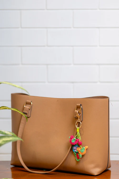 Samoolam Boho Bag Charm Green & Orange Chirpy Chidiya - Image 5