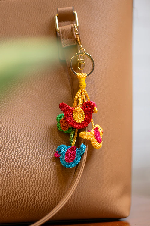 Samoolam Boho Bag Charm Pink & Blue Chirpy Chidiya