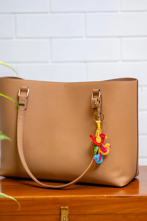 Samoolam Boho Bag Charm Pink & Blue Chirpy Chidiya - Image 4