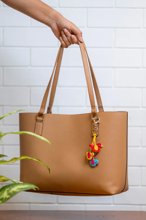 Samoolam Boho Bag Charm Pink & Blue Chirpy Chidiya - Image 5
