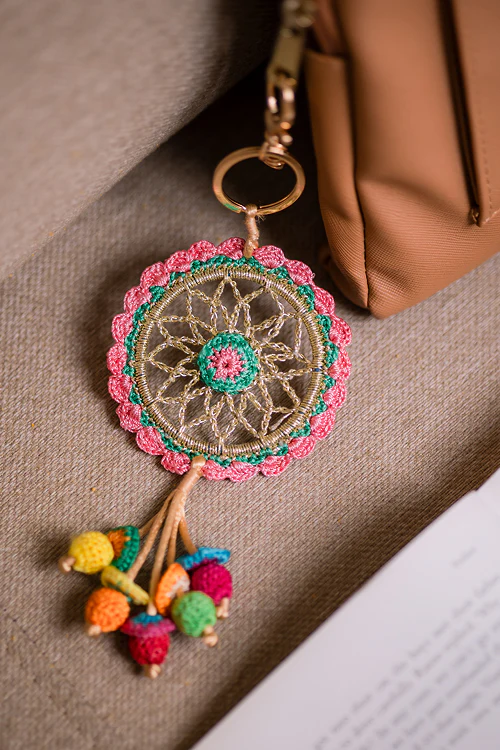 Samoolam Boho Bag Charm Pink Dreamcatcher - Image 2
