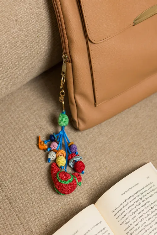 Samoolam Boho Bag Charm ~ Red Bird - Image 2