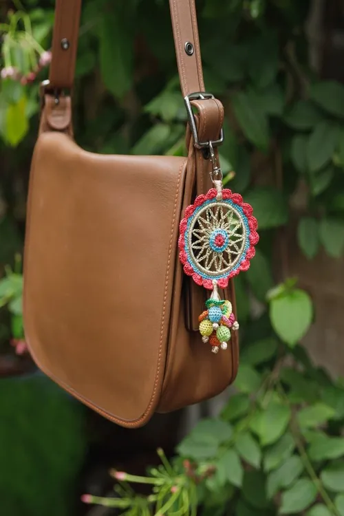 Samoolam Boho Bag Charm ~ Red Dreamcatcher - Image 2