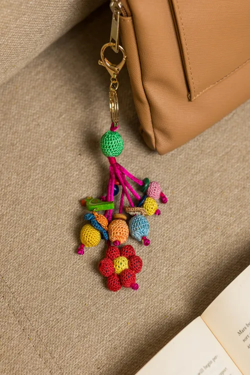 Samoolam Boho Bag Charm ~ Red Flower Bunch - Image 2