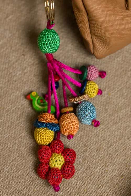 Samoolam Boho Bag Charm ~ Red Flower Bunch - Image 3
