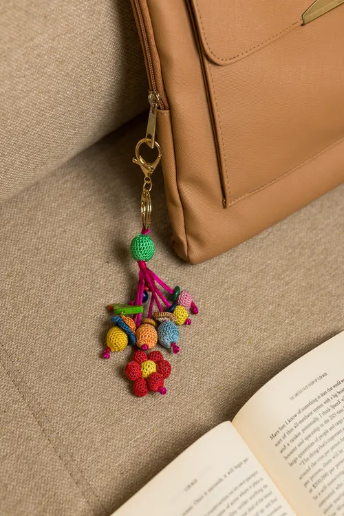 Samoolam Boho Bag Charm ~ Red Flower Bunch - Image 4