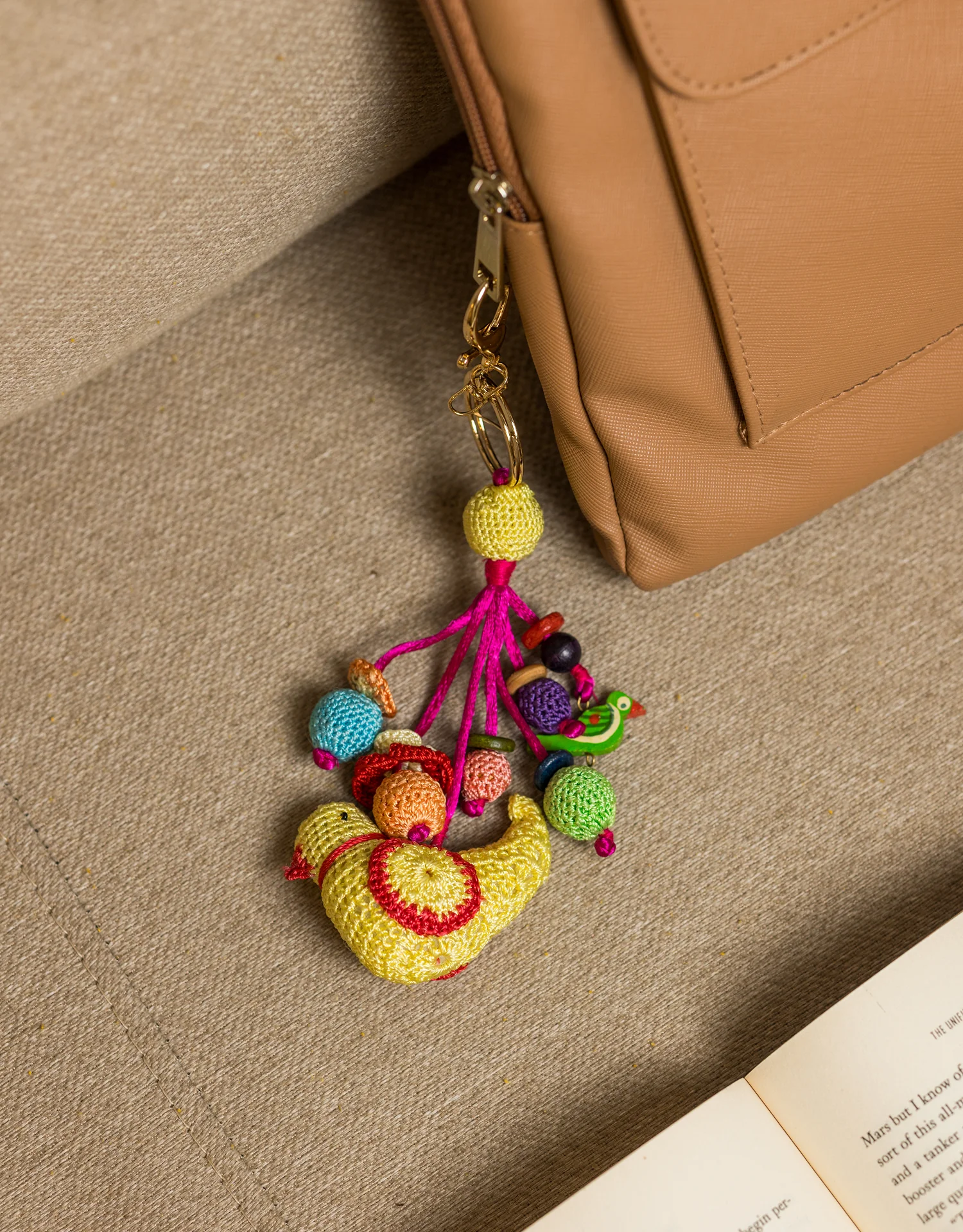 Samoolam Boho Bag Charm ~ Yellow Bird