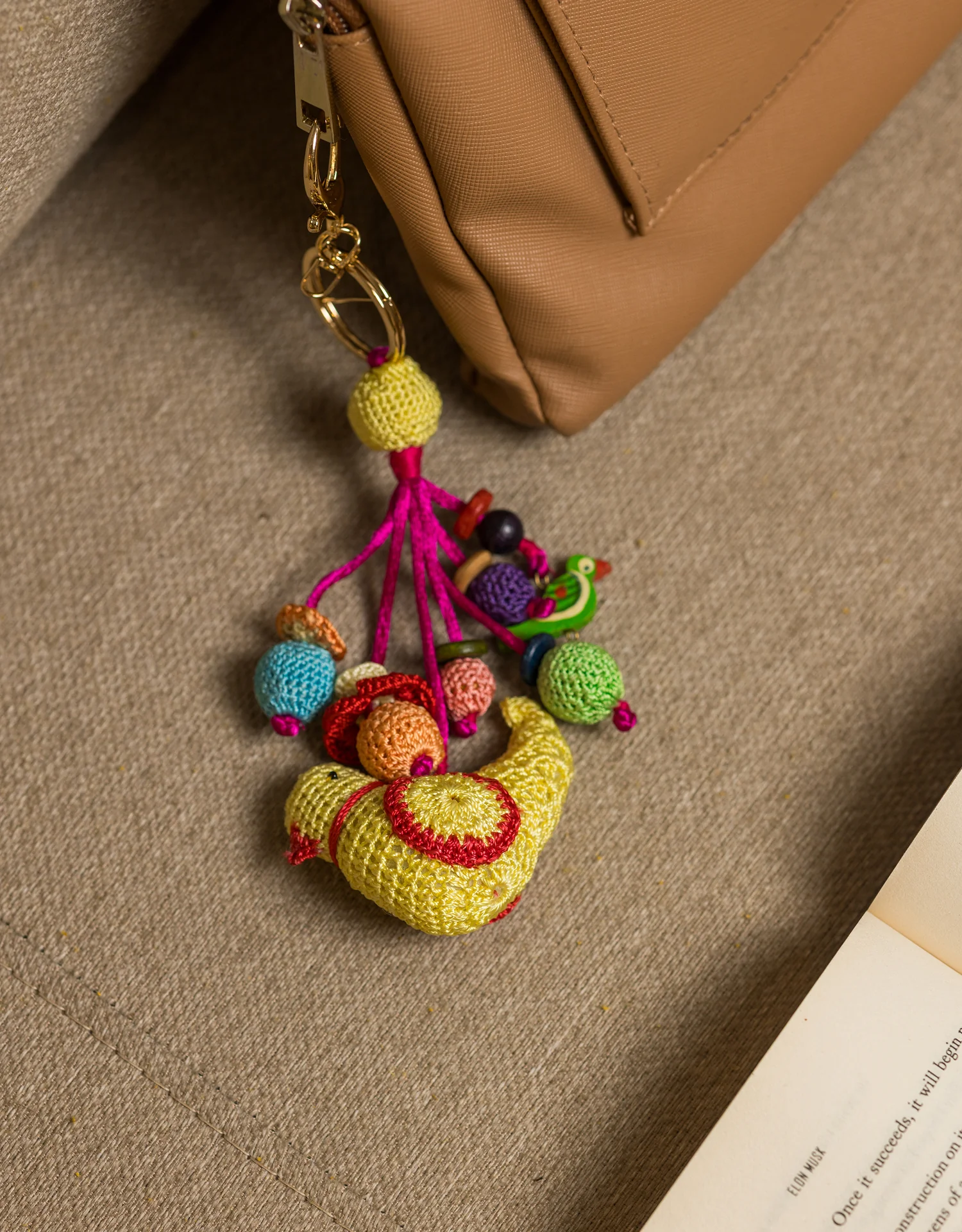Samoolam Boho Bag Charm ~ Yellow Bird - Image 5