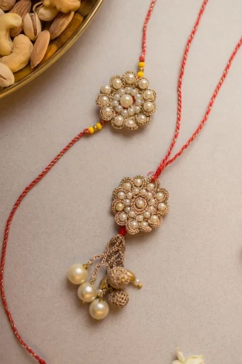 Samoolam Celestial Crochet Rakhi & Lumba Set (Set Of 2) - Image 2