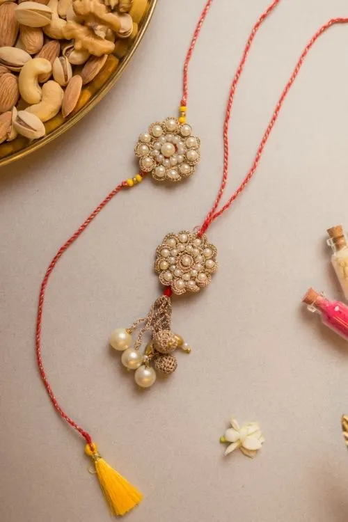 Samoolam Celestial Crochet Rakhi & Lumba Set (Set Of 2) - Image 3