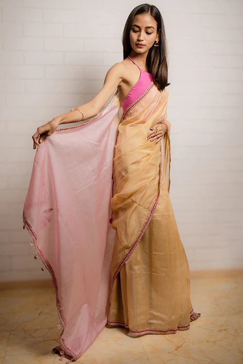 Samoolam Champagne & Blush Lavanya handwoven sarees - Image 10