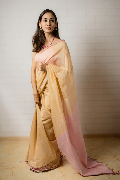 Samoolam Champagne & Blush Lavanya handwoven sarees - Image 3