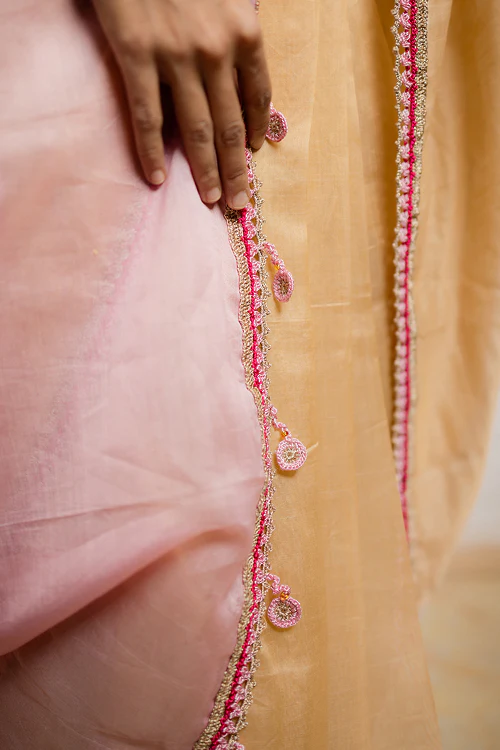 Samoolam Champagne & Blush Lavanya handwoven sarees - Image 5