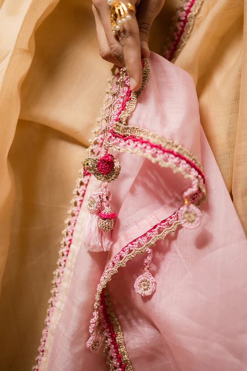Samoolam Champagne & Blush Lavanya handwoven sarees - Image 8