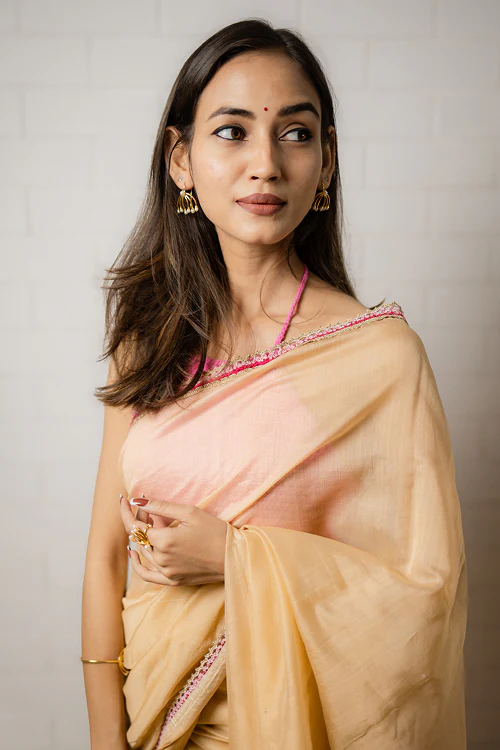 Samoolam Champagne & Blush Lavanya handwoven sarees - Image 9