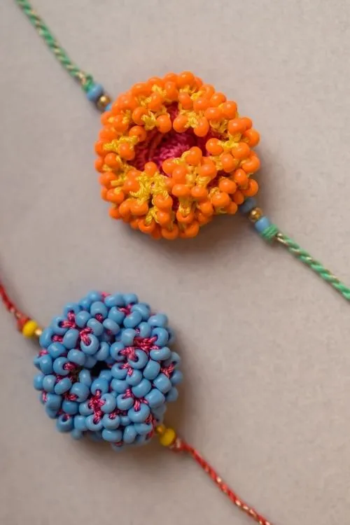 Samoolam Coral Bead Crochet Rakhi (Set of 2) - Image 2