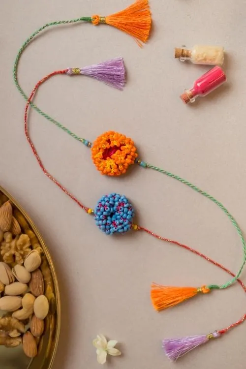 Samoolam Coral Bead Crochet Rakhi (Set of 2) - Image 4