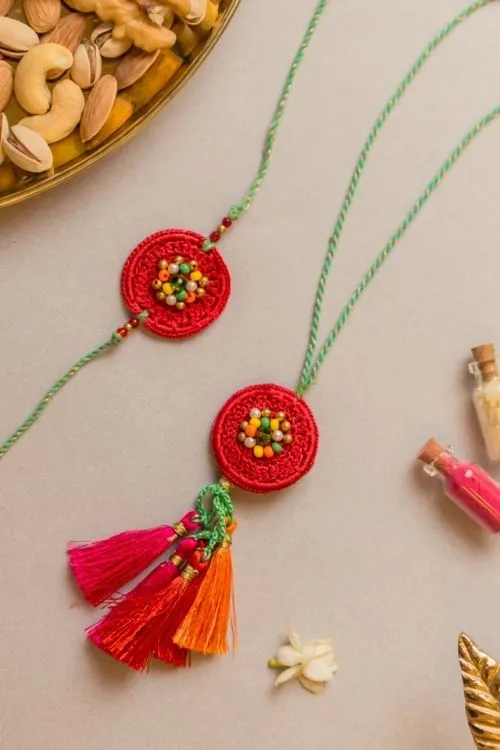 Samoolam Coral Reef Crochet Rakhi & Lumba Set (Set Of 2) - Image 2