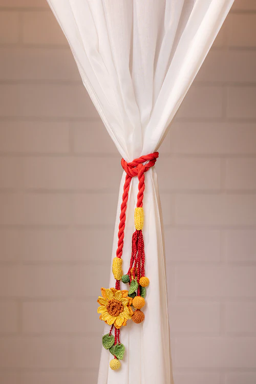 Samoolam Curtain Tie Backs (Set of 2) - Kono Sunflower joy - Image 3