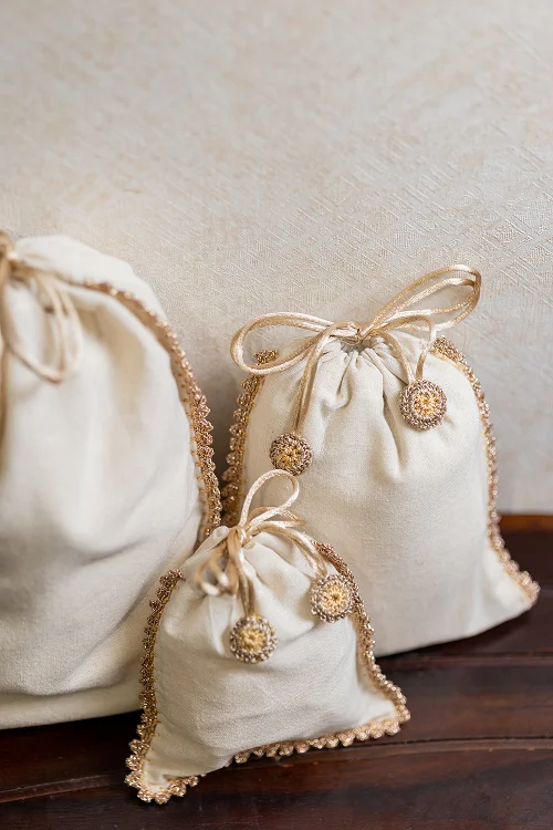 Samoolam Festive Gift Pouch (Set Of 3)- Off White - Image 2