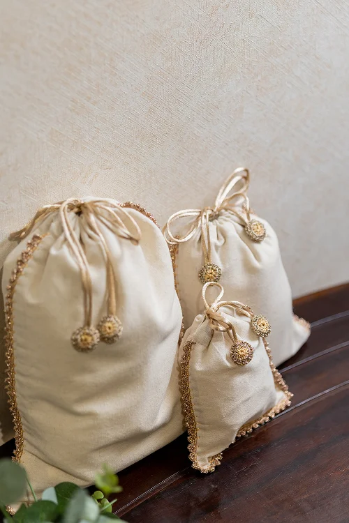 Samoolam Festive Gift Pouch (Set Of 3)- Off White - Image 3