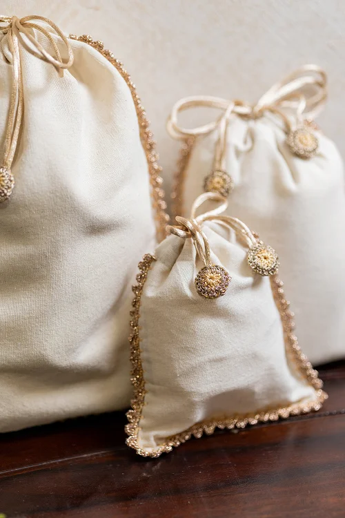 Samoolam Festive Gift Pouch (Set Of 3)- Off White - Image 4