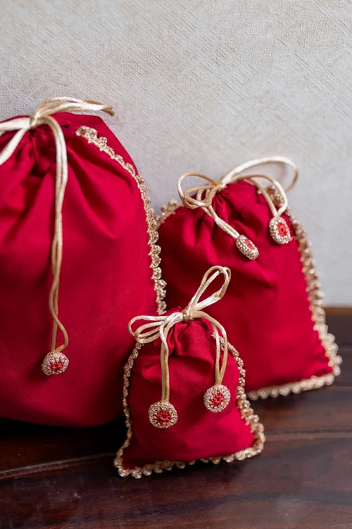 Samoolam Festive Gift Pouch (Set Of 3) - Red - Image 5