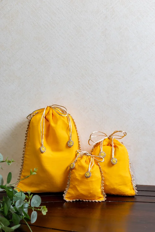 Samoolam Festive Gift Pouch (Set Of 3) - Yellow - Image 2