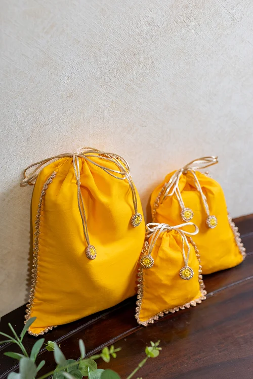 Samoolam Festive Gift Pouch (Set Of 3) - Yellow - Image 3