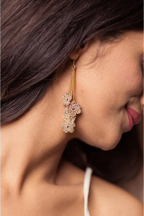 Samoolam Flower Cluste Drop Earrings - Image 2