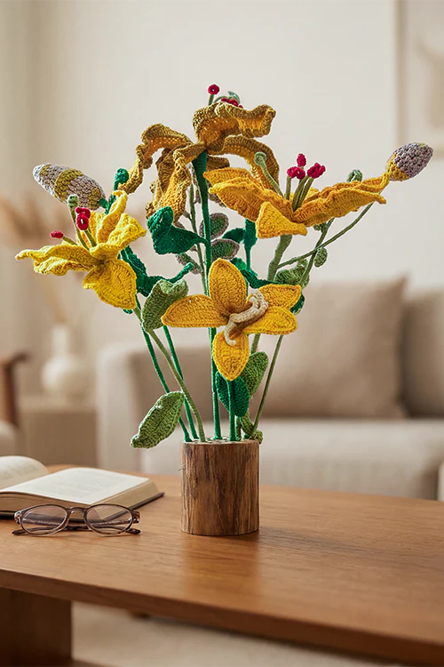 Samoolam Golden Harmony - Crochet Flower Bouquet - Image 2