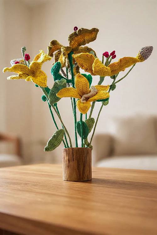 Samoolam Golden Harmony - Crochet Flower Bouquet - Image 5