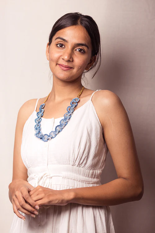 Samoolam Gulnaar Blue Braided Necklace - Image 3