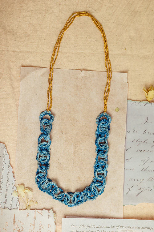 Samoolam Gulnaar Blue Braided Necklace - Image 4