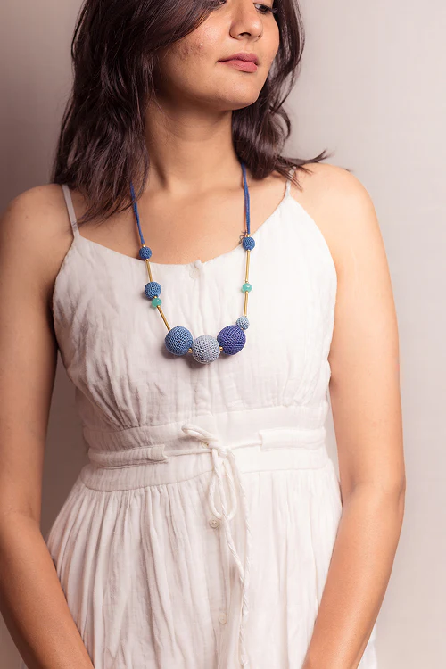 Samoolam Gulnaar Blue - Mystic Bead Necklace - Image 4