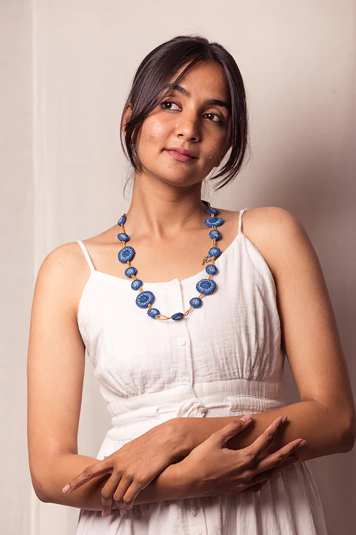 Samoolam Gulnaar Blue Tikkis - Bead Necklace - Image 3
