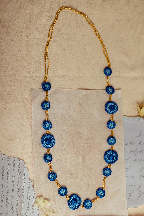 Samoolam Gulnaar Blue Tikkis - Bead Necklace - Image 4