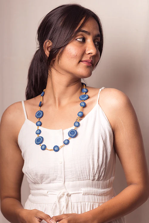 Samoolam Gulnaar Blue Tikkis - Bead Necklace - Image 5