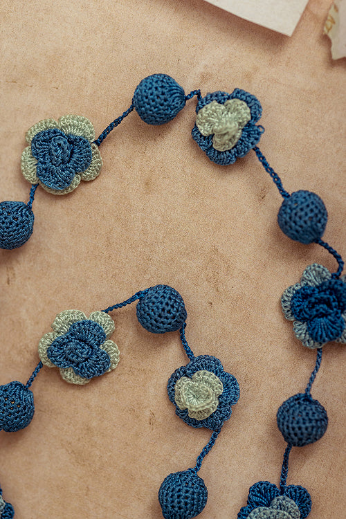Samoolam Gulnaar Indigo Spring Roses - Bead String Necklace - Image 3