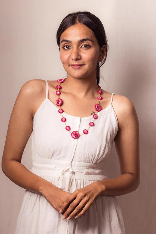 Samoolam Gulnaar Pink Tikkis - Chain Necklace - Image 3