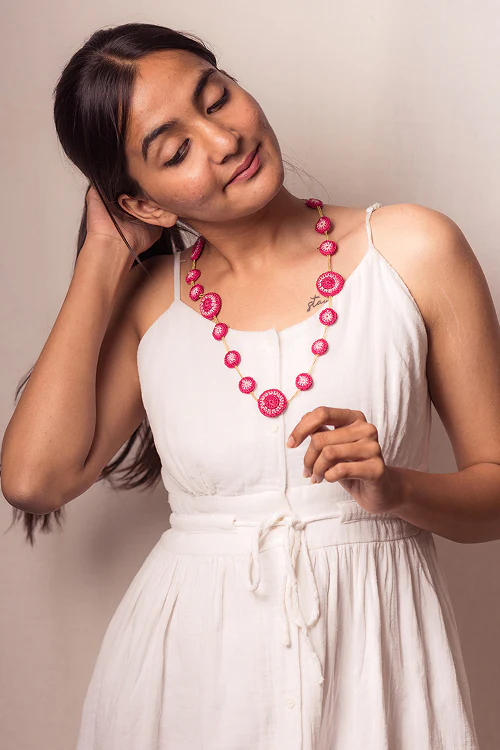 Samoolam Gulnaar Pink Tikkis - Chain Necklace - Image 4