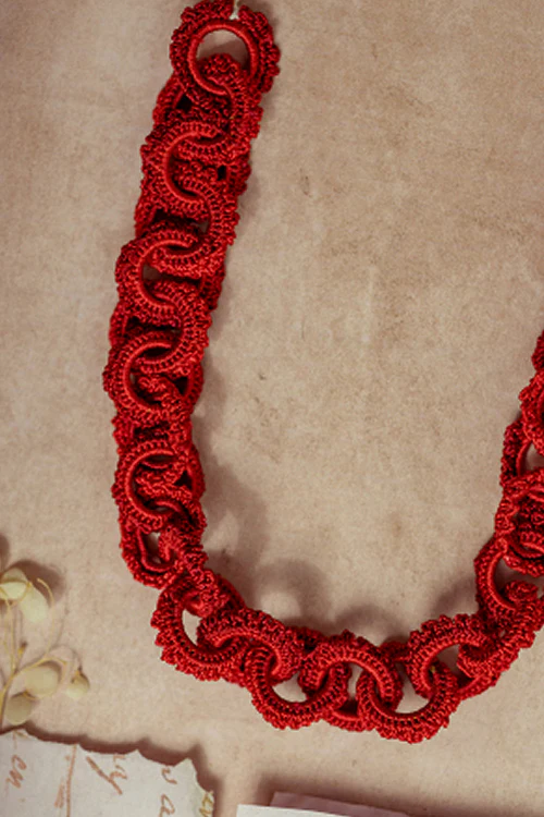 Samoolam Gulnaar Red Braided Necklace - Image 2