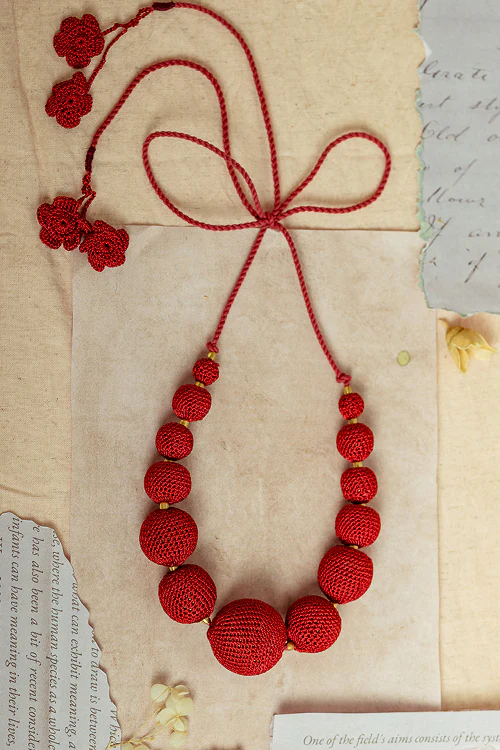 Samoolam Gulnaar Red - Passion Bead Necklace - Image 4