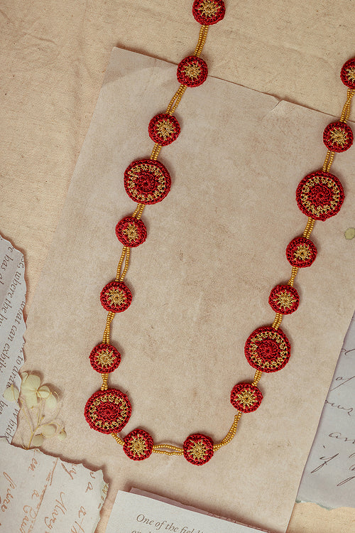 Samoolam Gulnaar Red Tikkis - Bead Necklace - Image 2