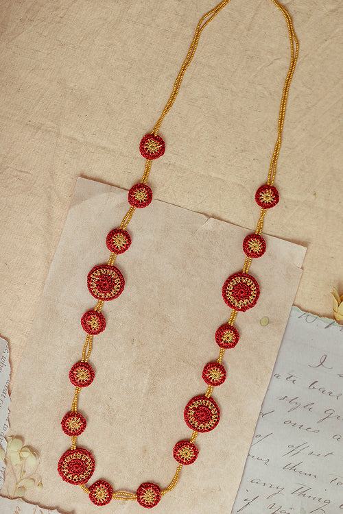 Samoolam Gulnaar Red Tikkis - Bead Necklace - Image 4