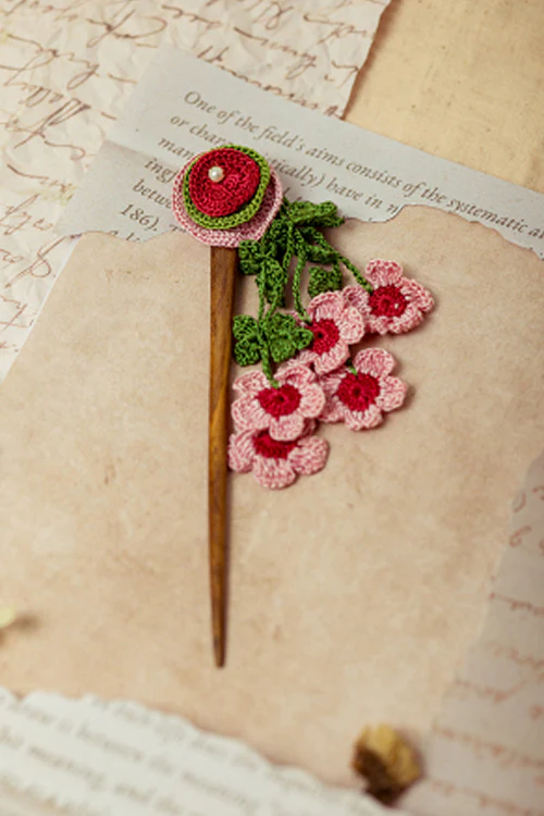 Samoolam Guncha Coral Green Tikki Bunch - Hairstick - Image 4