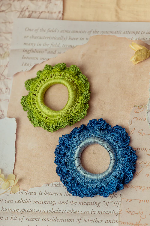 Samoolam Guncha Green Blue Ombre Bloom Scrunchie (Set Of 2) - Image 3
