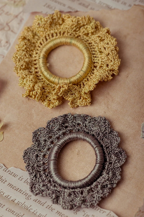 Samoolam Guncha Grey Gold Bloom Scrunchie (Set of 2) - Image 5