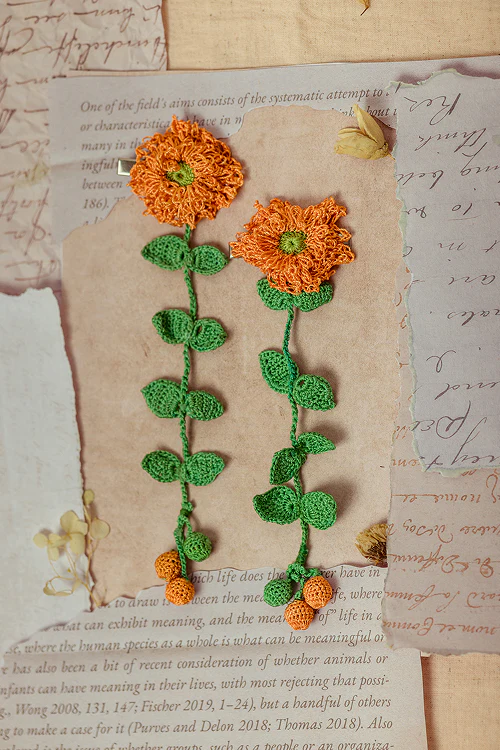 Samoolam Guncha Orange Foliage - Hair Clips - Image 4