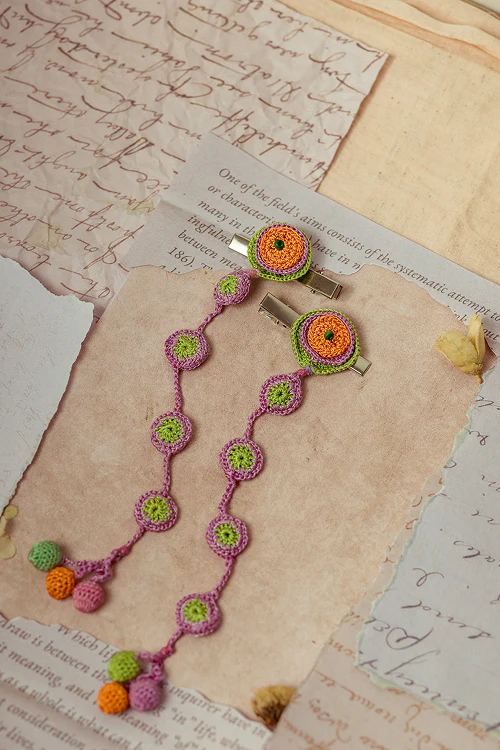 Samoolam Guncha Orange - Green Tikki - Hair Clips - Image 5
